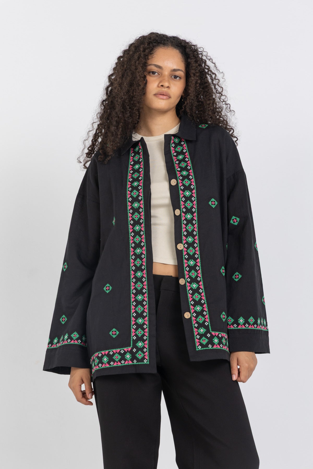 Image of Linen Bloom Long Jacket